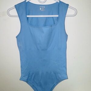 OQQ Women’s bodysuit ribbed strap square neck sleeveless tummy control tank top